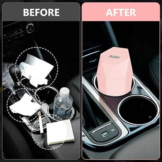 Car Trash Can with Lid, Leakproof, 15 Trash Bags, Pink, 1 Pack | Small Garbage Can for Car, Car Accessories for Interior, Multipurpose Organizers and Storage Solutions for Home, Office - Image 6