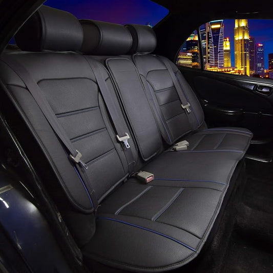 FH Group Back Seat Faux Leather Car Seat Cover - Universal Fit, Rear Seat Covers for Cars with Rear Split Bench, Car Seat Cushions for SUV, Sedan, Van Black - Image 2