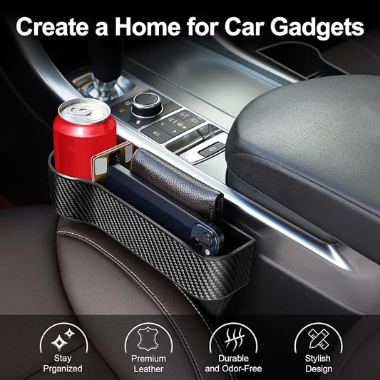 Car Seat Gap Filler Organizer, 2 Pack Car Console Organizer with Cup Holder | Auto Console Side Storage Box with 2 Seat Hooks, Car Organizer Front Seat for Drink, Phones, Keys, Fit for Car SUV Truck - Image 2