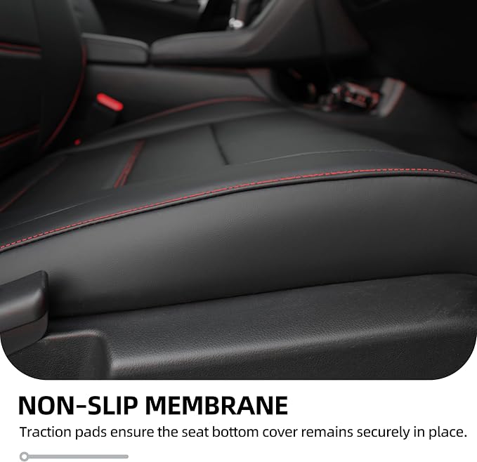 Lolcar Custom Fit Civic Seat Covers for Honda Civic Sedan 2016 2017 2018 2019 2020 2021 EX,EX-L,EX-T,Touring,LX-P,Sport - 5-Seats Leather Full Set,Black red line(60/40 Split Seatback-with Armrest) - Image 8