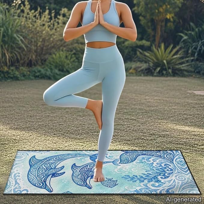 Dolphin Print Car Seat Towel Covers Front Seats Polynesian Style Automotive Seat Covers with Storage Bag Multi-Purpose Absorbent Microfiber Towels, Blue - Image 8
