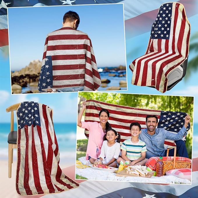 1Pcs Car Seat Cover Towel Non Slip Front Seat Car Seat Towel Performance Microfiber Athletic Running Towel Washable Seat Cover for Gym Workout Sweat Outdoor Sport Beach Hiking Yoga (American Flag) - Image 7