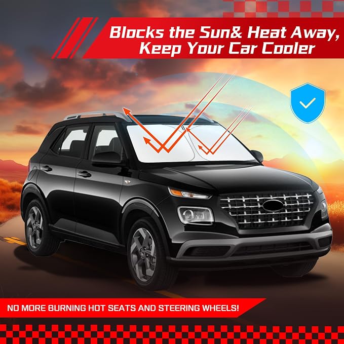 ARISMOTOR Windshield Sun Shade for Hy-undai Venue 2020-2026 | Custom Fit, Foldable, Front Window Sunshade Sun Visor Protector, Block UV Rays, Keep Car Cooler - Image 7
