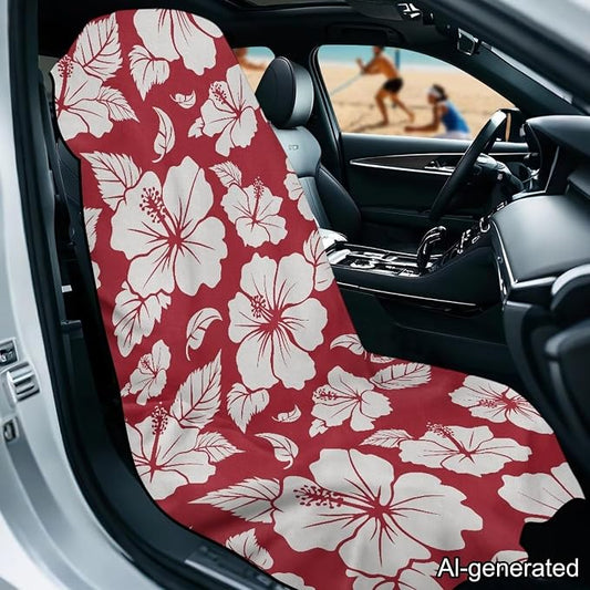 Horeset Hibiscus Flower Car Seat Towel Covers Anti-Slip Car Seat Cover Protection Washable Vehicle Seat Protectors Easy Installation Machine Washable for Trucks SUV - Image 2
