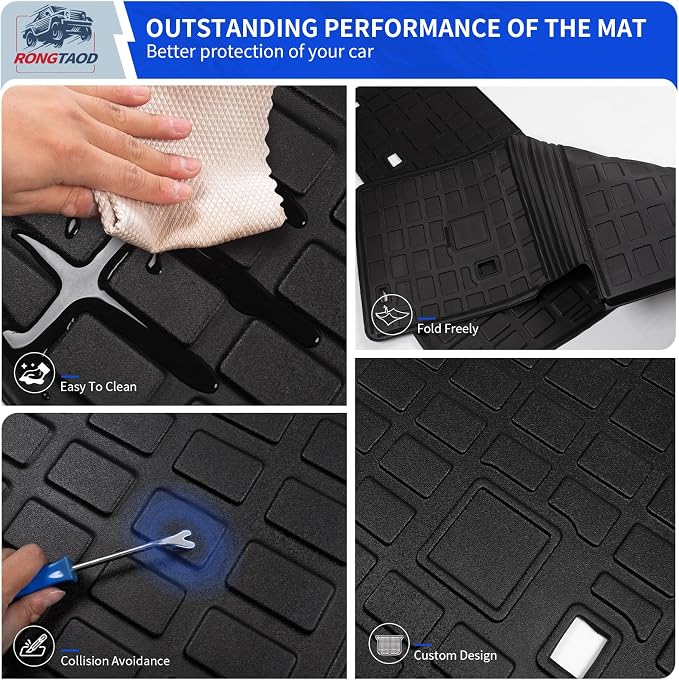 Rongtaod Floor Mats Set for 2020-2026 Ford Explorer 6 Seats Captain Chairs | Trunk Mat with Backrest Mat Cargo Mat Cargo Liner TPE All Weather Back Seat Cover Protector 2025 Explorer Accessories - Image 9
