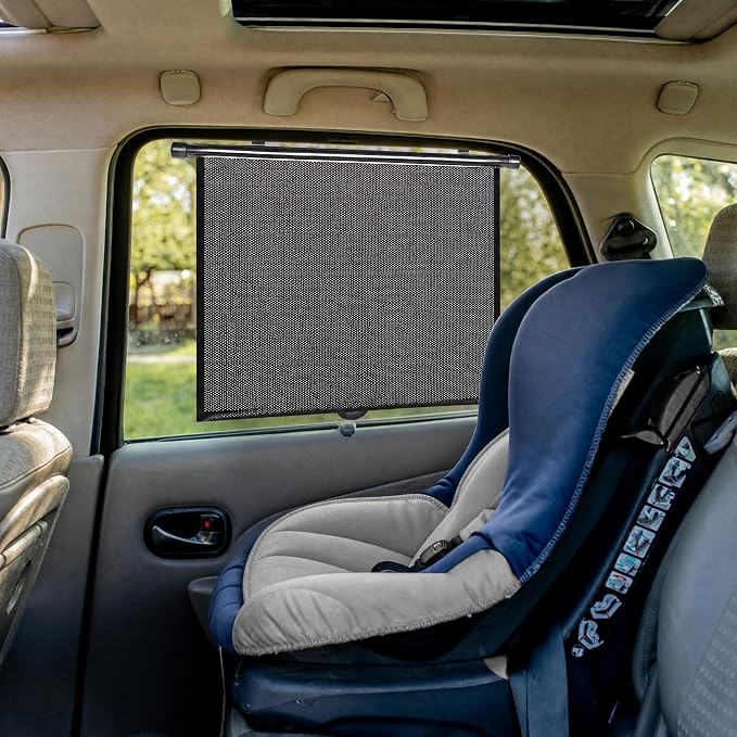 Car Side Window Shades, 2 Pack Retractable Roller Sun Shades, 16 x 18 in | UV and Sun Glare Reduction, Suction and Hook Installation, Easy Roll-Up Storage, Baby Car Window Shades for Travel - Image 7