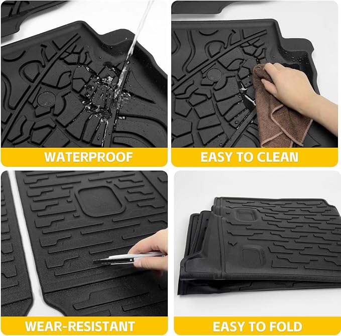 Cargo Mats for 2021-2026 Jeep Wrangler JL 4XE Floor Liners with Trunk Mat Backrest Mat All Weather TPE Protector Rear Floor Trunk Liners for 21-26 Wrangler JL 4XE 4 Door Accessories - Image 6