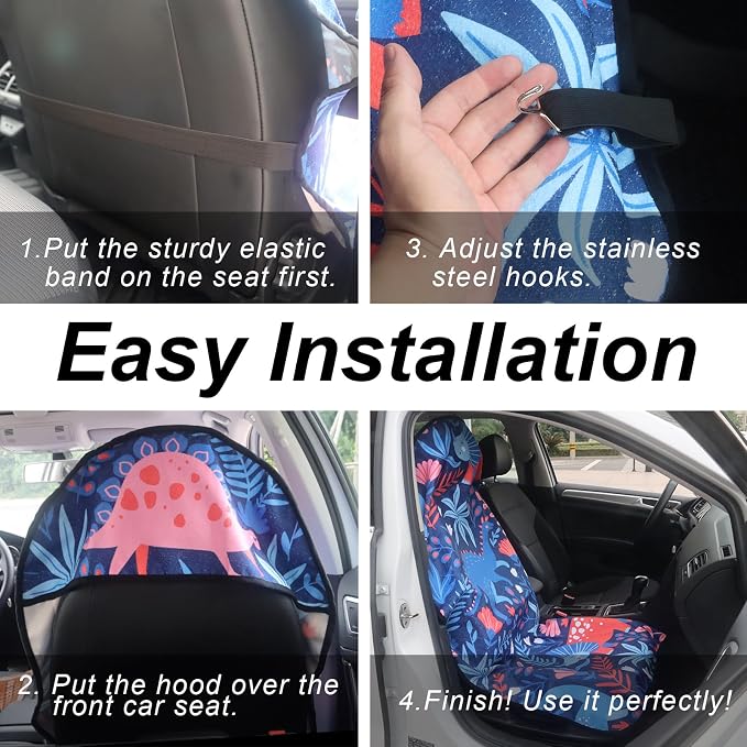 Sweat Towel Car Seat Cover Protector Front Seats for Gym Workout, Running, Swimming, Beach and Hiking, Waterproof Universal Seat Cover for Car, Trucks, Van & SUV (2, Dinosaur, Front) - Image 6