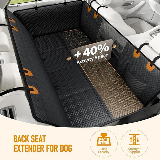 Dog Car Seat Cover for Back Seat, Hard Bottom Back Seat Extender for Dog | Back Seat Pet Cover for Dogs - Supports 400lbs, Waterproof Heavy Duty Scratch Resistant, Dog Hammock for Midsize SUVs/Trucks - Image 2