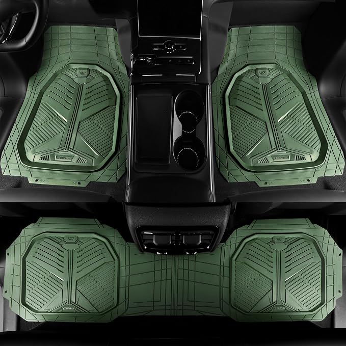 CAR PASS Heavy Duty Rubber Car Mats, Deepdish All Weather Floor Mats for Car Full Set, Universal Automotive Mats Trim to Fit for Sedans SUVs Trucks, Waterproof Anti-Slip Deep Tray 3 Pieces Olive Green - Image 7