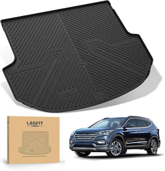 LASFIT Cargo Mat for Hyundai Santa Fe Sport 2018 2017 2016 2015 2014 2013 | All Weather TPE Custom Fit Cargo Trunk Mat Accessories, Black - Image 9
