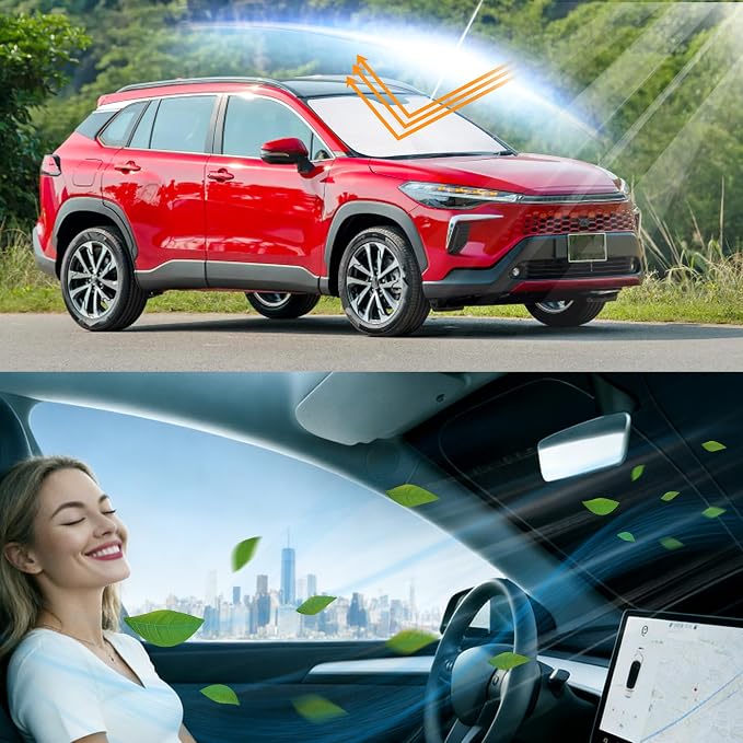 Windshield Sun Shade for 2022-2026 Corolla Cross(Not for Corolla) Toyota | Full covered for windshield, Block UV Rays, Heat Reduction, Easy to install, Keeps Car Cooler - Image 6