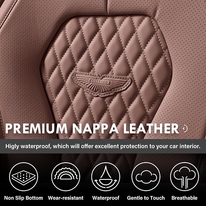 Coverado Seat Covers, Car Seat Covers Full Set, Coffee Car Seat Cover, Car Seat Cushion Waterproof, Luxury Auto Seat Covers, Seat Cover Car Seat Protector Fit for Most Cars - Image 8