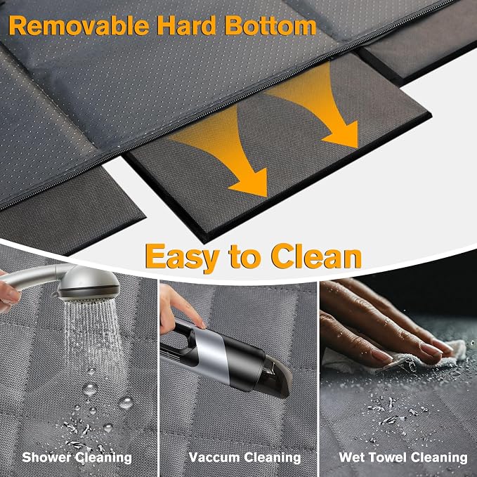 Dog Car Seat Cover for Back Seat, Hard Bottom Back Seat Extender | Rear Seat Pet Cover for Dogs - Supports 400lbs, Waterproof and Scratch Resistant Dog Hammock with Mesh Window For Cars & SUVs - Image 9