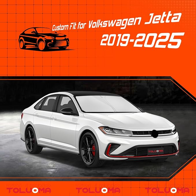 Custom Fit Windshield Sun Shade for Volkswagen VW Jetta 2019-2025 - Full Coverage, 210T Reflective Fabric, Double-Layer Design - Blocks 99% UV Rays, Keeps Car Cool, Easy to Install and Store - Image 7