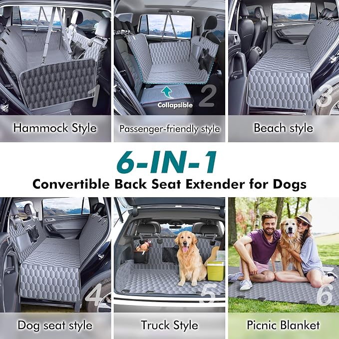 Chumajor L Back Seat Extender for Dogs,Hard Bottom,Waterproof,400 lb,Grey | Protects Seats from Dirt, Hair & Scratches While Giving Dogs More Space to Relax - Image 7