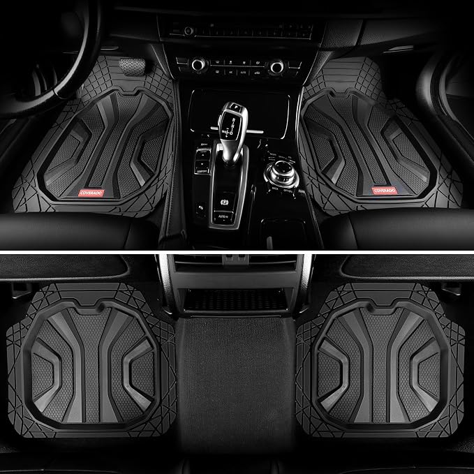 Coverado Car Floor Mats for Cars, Waterproof Car Mats All Weather Truck Floor Mats for SUV, Automotive Heavy Duty Floor Mat Full Set Universal Trim to Fit Car Mats for Cars SUV Truck (4 Pcs,Black) - Image 9