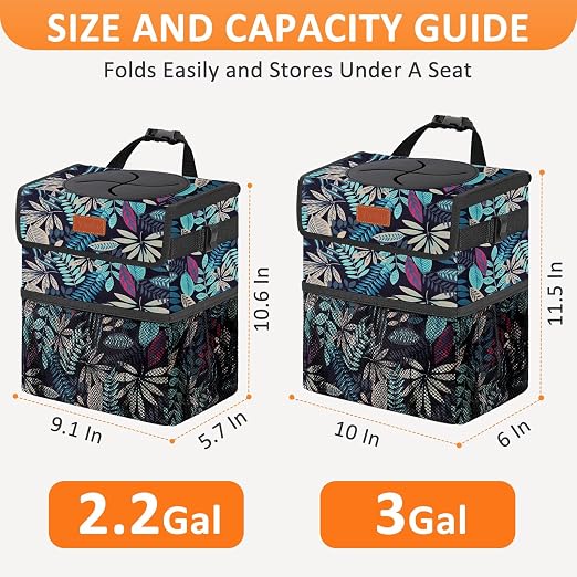 Vankor Car Trash Can with Lid Leak Proof Car Accessories for Women | 2.2 Gallon Cute Hanging Car Trash Bin for Men Car Truck Vehicle Sedan SUV Interior Automotive Garbage Cans, Leaves - Image 7