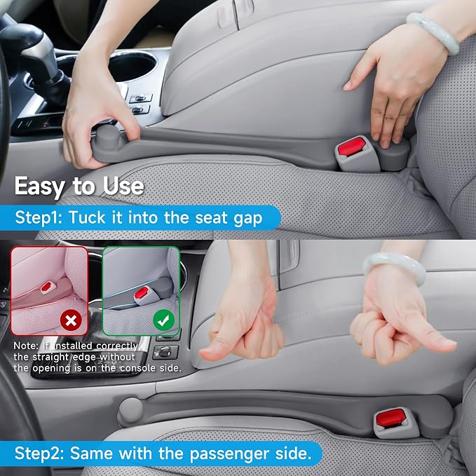 Givifive Car Seat Gap Filler Organizer 2Pack Soft Foam 3IN1 Multifunctional | Seat Side Gap Filler Strip with Slot & Hook Universal Fit Car SUV Truck Fill The Gap Between Seat & Console (Narrow Gray) - Image 9