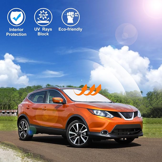 Windshield Sun Shade for 2017-2024 Nissan Rogue Sport | Full covered for windshield, Foldable & Durable, Block UV Rays, Reduce Heat, Easy to install, Keep Car Cooler - Image 6