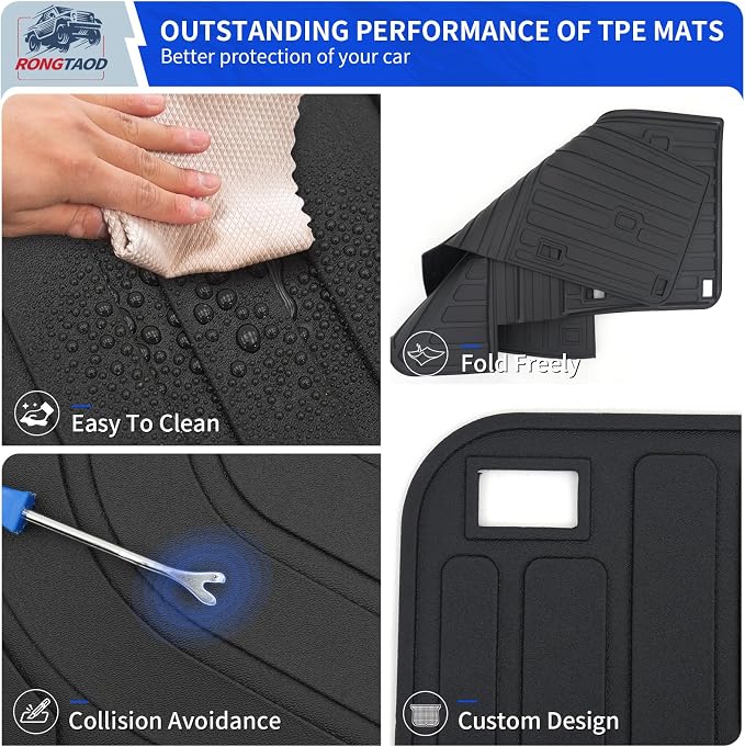 Rongtaod Floor Mats Set 7pcs for 2026 Hyundai Palisade Gas 7 Seats | Cargo Mat Trunk Mat Cargo Liner TPE All Weather 2nd & 3rd Row Back Seat Protector Palisade Accessories - Image 9