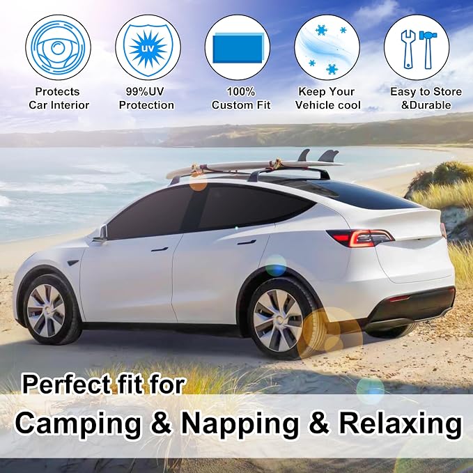 TINGLU Window Shades for Tesla Model Y 2020-2024 Accessories Car Side Full Windows Rear Triangular Windshield Sun Shade Sun UV Rays & Privacy Protection for Camping,Napping,and Relaxing 8PCS - Image 6