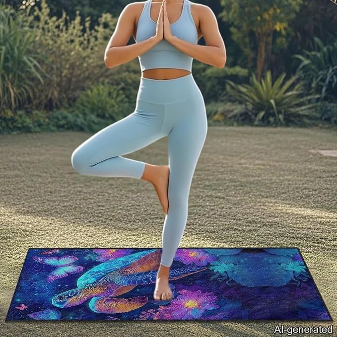 Sea Turtle Print Car Seat Cover Towels Front Seats Butterfly Flower Print Automotive Seat Covers for Truck Sedan SUV Sweat Absorption Running Towel, Workout Towel and Yoga Mat - Image 8