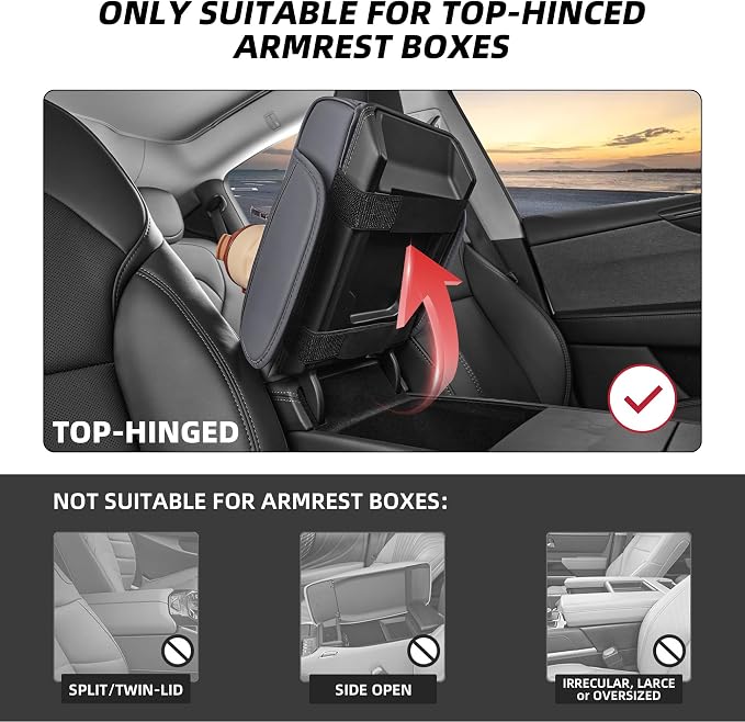 5 in 1 Nappa Leather Console Armrest Cover, Gray | Built-in cup holder, tissue slot, phone holder & 2 storage pockets, practical car accessories fit SUV sedan truck - Image 9