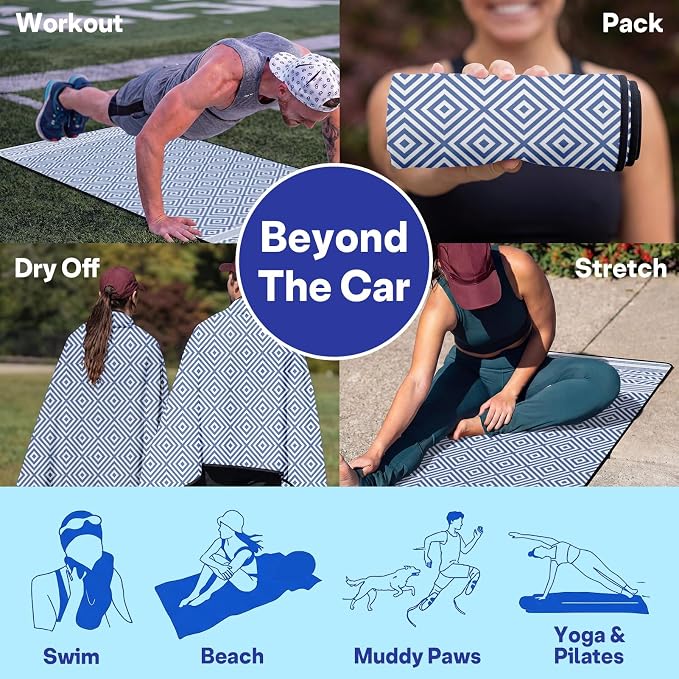 2 Pack Car Seat Towel Covers for Gym, Front Seats, Royal Blue | Royal Sweat Protector for Front Seats Premium Thickened with Elastic Strap Breathable & Quick Dry Machine Washable Running - Image 7