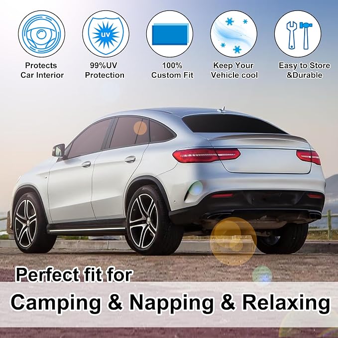 10PCS Windshield Sun Shade Custom Fit For 2012-2019 Mercedes-Benz GLE-Class(Not Fit for GLE Coupe) Accessories Foldable Sunshade Side Rear Window Shade Cover Full Set Privacy Protection Keeps Car Cool - Image 6