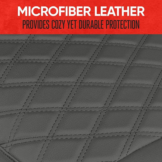 Motor Trend Car Seat Cushion, 2 Pack - Diamond Stitched Faux Leather Seat Covers for Cars Trucks SUV, Gray Padded Car Seat Covers with Storage Pockets, Premium Automotive Seat Covers for Front Seats - Image 2