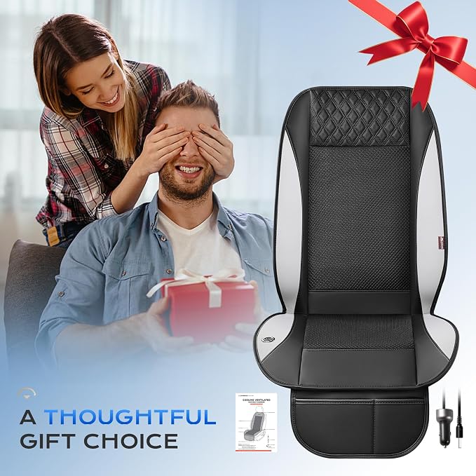 Coverado Cooling Car Seat Cover, Ventilated Seat Cushion with 3-Speed Adjustable Airflow, Gray Breathable Universal Seat Pad for Car SUV Truck Van - Image 8