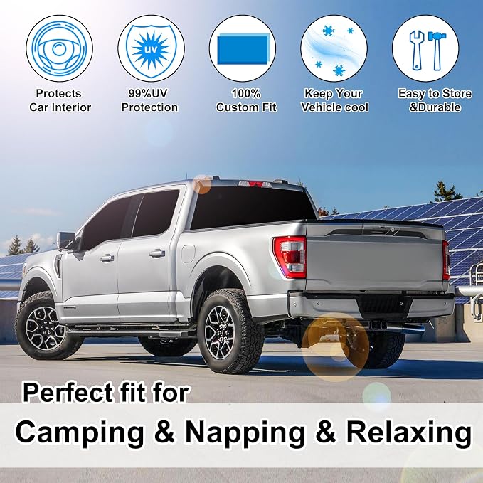 TINGLU Window Shades for Ford F150 4Door 2021-2025 2026 Accessories Car Side Full Windows Rear Triangular Windshield Sun Shade Sun UV Rays & Privacy Protection for Camping,Napping,and Relaxing 6PCS - Image 6