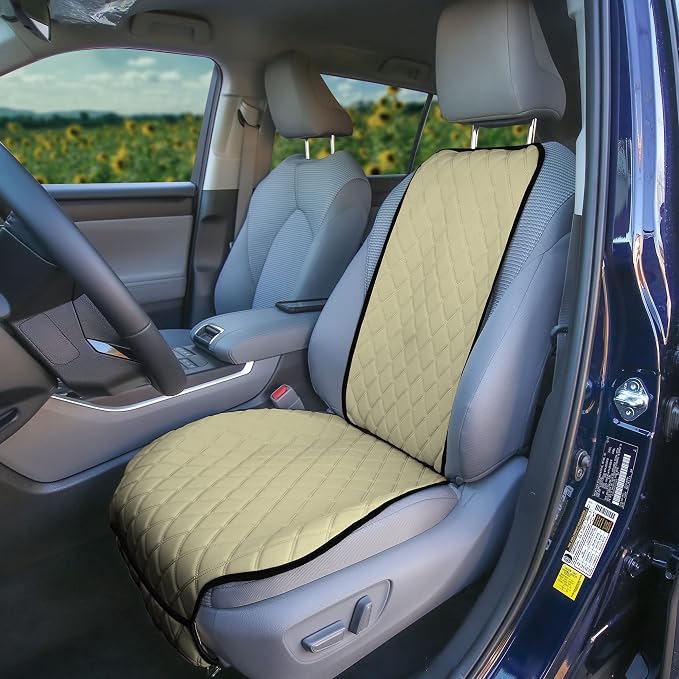FH Group Car Seat Cushion – Neosupreme Single Front Seat Cover with Front Pockets, Airbag Compatible, Universal Fit Car Seat Cushion for Driver or Passenger Seat, SUV, Truck, Sedan & Van – Beige - Image 8