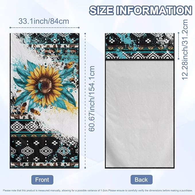 Aztec Sunflower Car Seat Cover Sweat Auto Front Seat Cover with Storage Bag Sunflower Print Car Seat Protector Aztec Tribal Auto Interior Accessories Running Swimming Hiking Universal Towels - Image 7