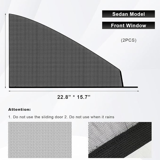 2 PCS Car Window Shades, Double-Layer Automotive Front Side Window Sunshade Blocks UV Rays & Sun Glare, Breathable Mesh Screen Stretch Sun Protection Cover for Most SUVs - Image 2