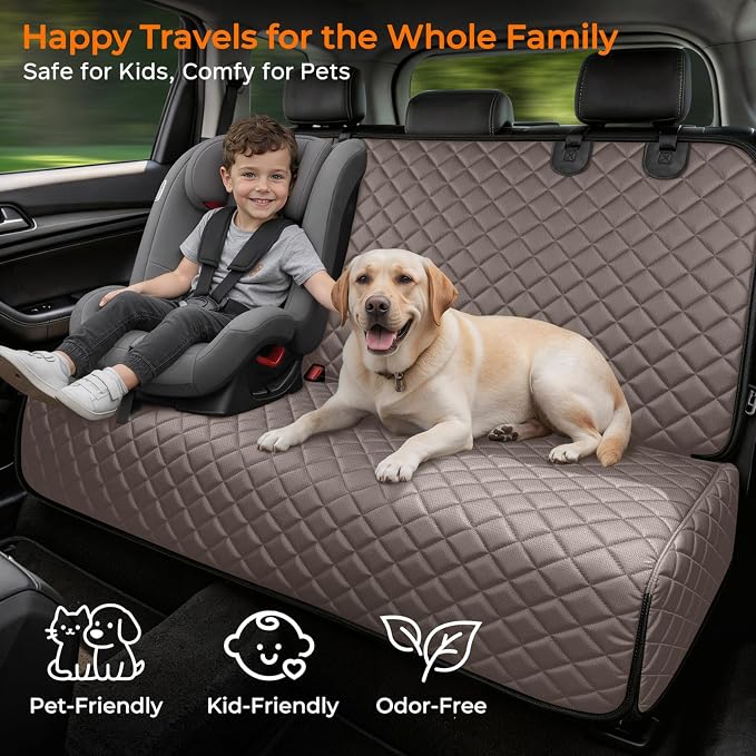URPOWER Dog Car Seat Cover for Back Seat, Waterproof Car Seat Protector | Non-Slip, Scratch-Resistant, Machine-Washable Rear Bench Seat Cover - Image 7
