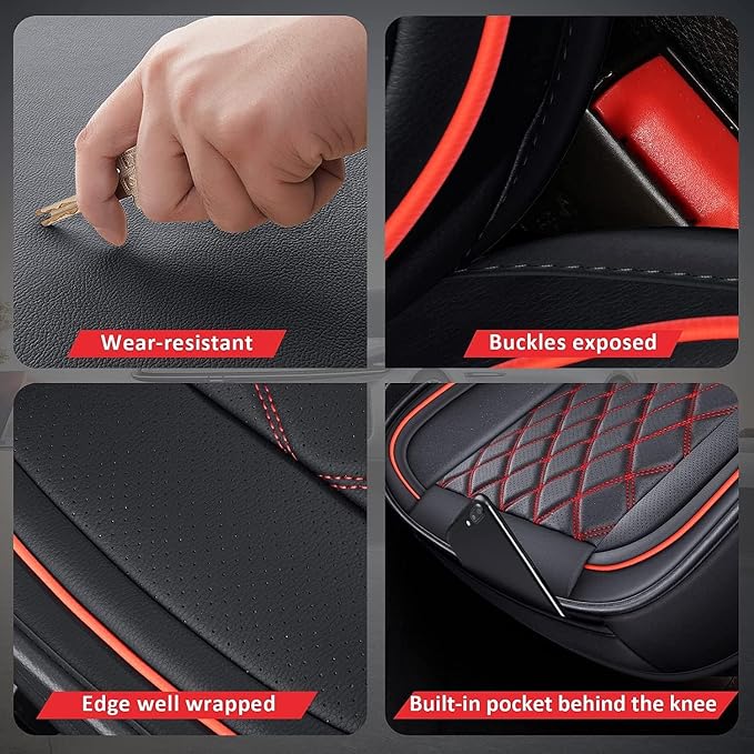 Front Ram Seat Cover Fit 2009-2026 RAM 1500/2500/3500 Crew Quad Cab | Leather Ram Seat Cover,Waterproof Truck Seat Covers,Red Car Seat Cover,Car Seat Protector,Front Seat Covers For Ram - Image 8