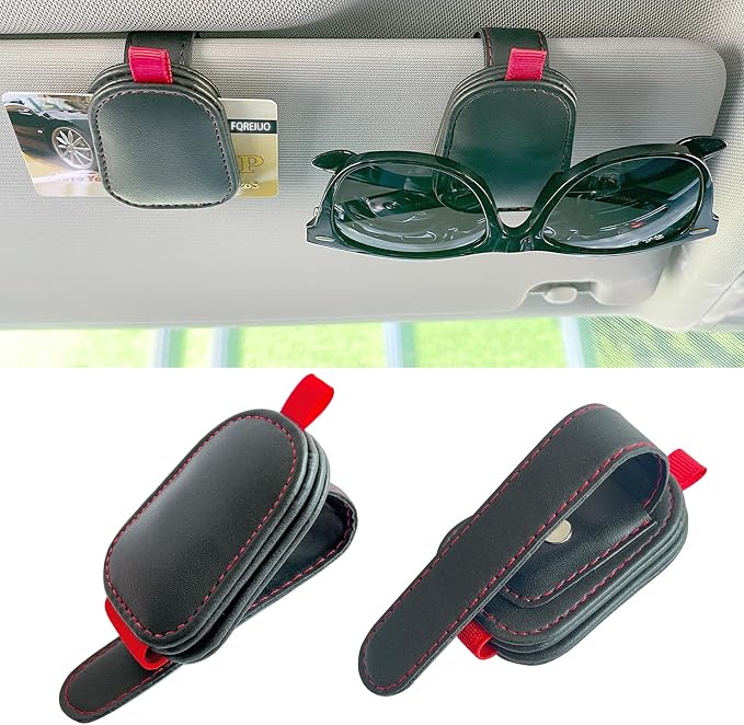 2 Pack Sunglasses Holder for Car Visor, Magnetic Leather Eyeglass Clip, Applicable to Most Eyeglasses,Ticket,Notes and Non-Magnetic Cards, etc. (Black) - Image 7