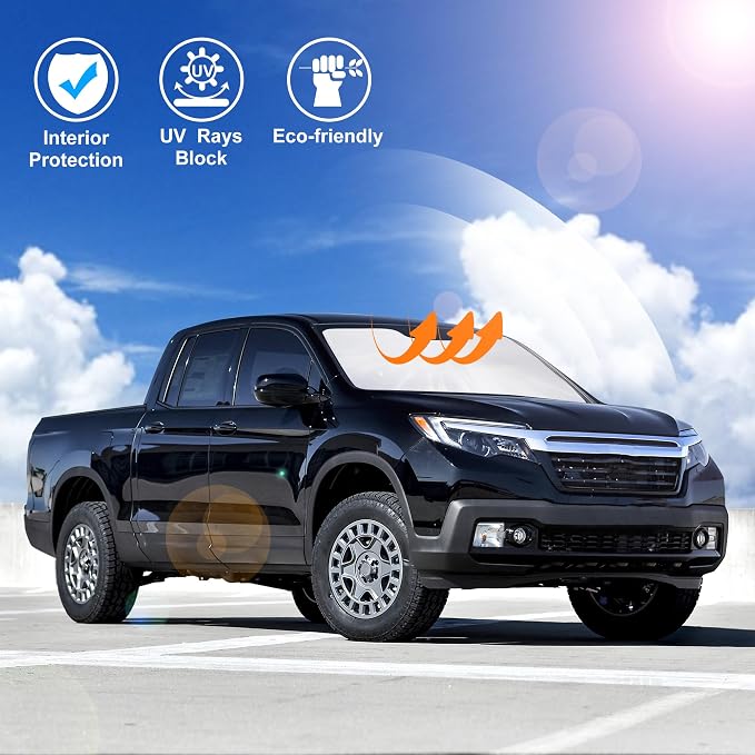 Windshield Sun Shade for 2017-2026 Honda Ridgeline Accessories | Full covered for windshield, Foldable & Durable, Block UV Rays, Reduce Heat, Easy to install, Keep Car Cooler - Image 6