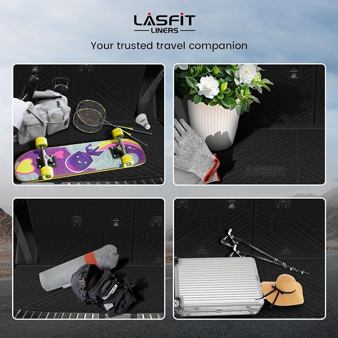 LASFIT Cargo Mats for Hyundai Palisade 2025 2024 2023 2022 2021 2020 | All Weather TPE Custom Fit Cargo Trunk Mat & Backrest Mats Accessories, Black - Image 8