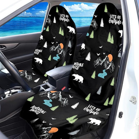 2 Pack Car Seat Towel Covers with Storage Bag, Multifunctional Camping Towel for Gym Outdoor Sport, Picnic, Beach, Pet Dog Travel,Non-Slip Washable Car Seat Protector (Adventure) - Image 2