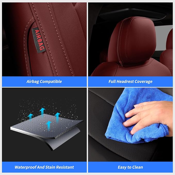 coverdream Odyssey Car Seat Covers Custom Fit for 2004-2010 Honda Odyssey,2nd-Row Captain Chair,Fully Covered,Luxury Waterproof Leather Car Seat Protector(Wine Red) - Image 6