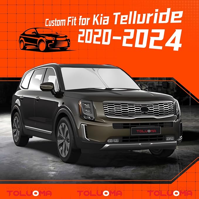 Custom Fit Windshield Sun Shade for Kia Telluride 2020-2025 - Full Coverage, 210T Reflective Fabric, Double-Layer Design - Blocks 99% UV Rays, Keeps Car Cool, Easy to Install and Store - Image 7