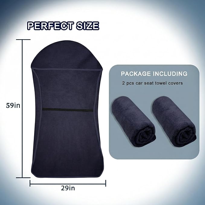 Car Seat Towel Cover, 2pcs Universal Front Seat Protector for Cars, SUVs and Trucks, Sweat Towel Car Seat Cover for Gym, Yoga, Swimming, Pets and Family Travel - Image 9