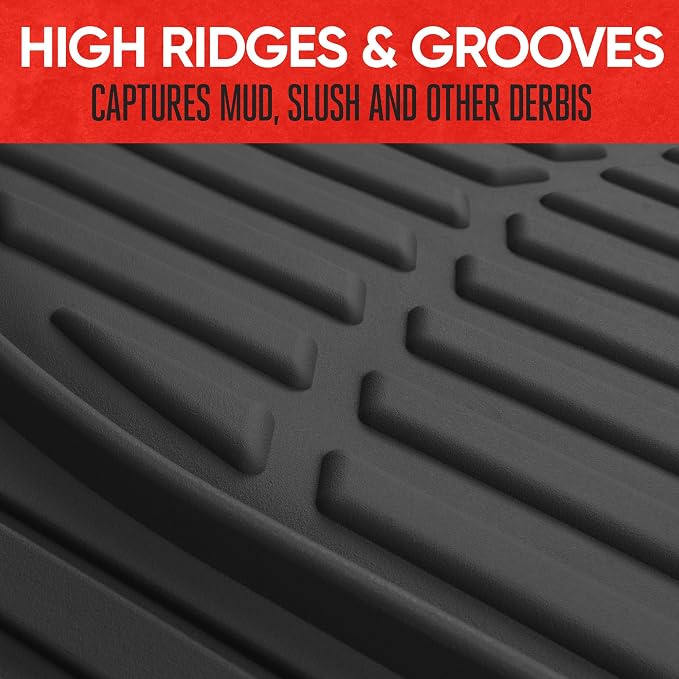 Motor Trend -2 Piece Front Car Floor Mats- Black FlexTough Contour Liners-Deep Dish Heavy Duty Rubber Floor Mats for Car SUV Truck & Van-All Weather Protection, Universal Trim to Fit - Image 7