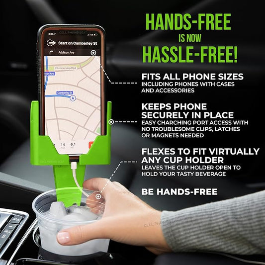 Cup Holder Phone Holder Mount for Car - Universal Adjustable Expander Cradle Hands-Free Driving - Compatible with All Smartphones Car Mount for iPhone Samsung Google Android Mobile Accessories Green - Image 2