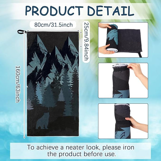 Hahafelt Car Seat Towel Covers Christmas Car Accessories Gifts Athletic Running Towel Performance Microfiber Post Workout Sweat Washable Cover Non Slip for Seat Outdoor Sport(Bear Ridge) - Image 2