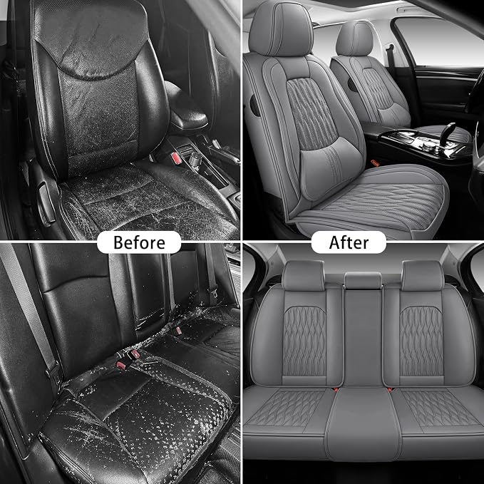 WELLDO Car Seat Covers, 5 Seats, Gray, w02 | Waterproof, Scratch-Resistant, Breathable & Easy to Clean, Universal Fit for SUV Sedan Truck, Full Set - Image 8