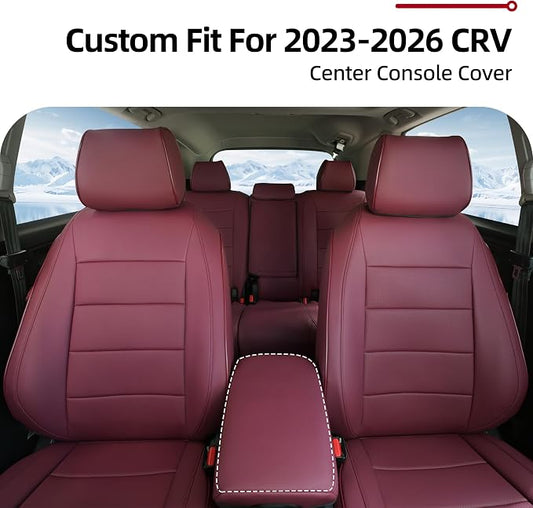Lolcar CRV Seat Covers Custom Fit for Honda CRV 2023 2024 2025 2026 Leather Car Seat Cover Full Set for Trucks SUV,Waterproof Car Seat Cushion,Faux Leather (Burgundy) - Image 2